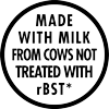 Made with milk from cows not treated with rBST